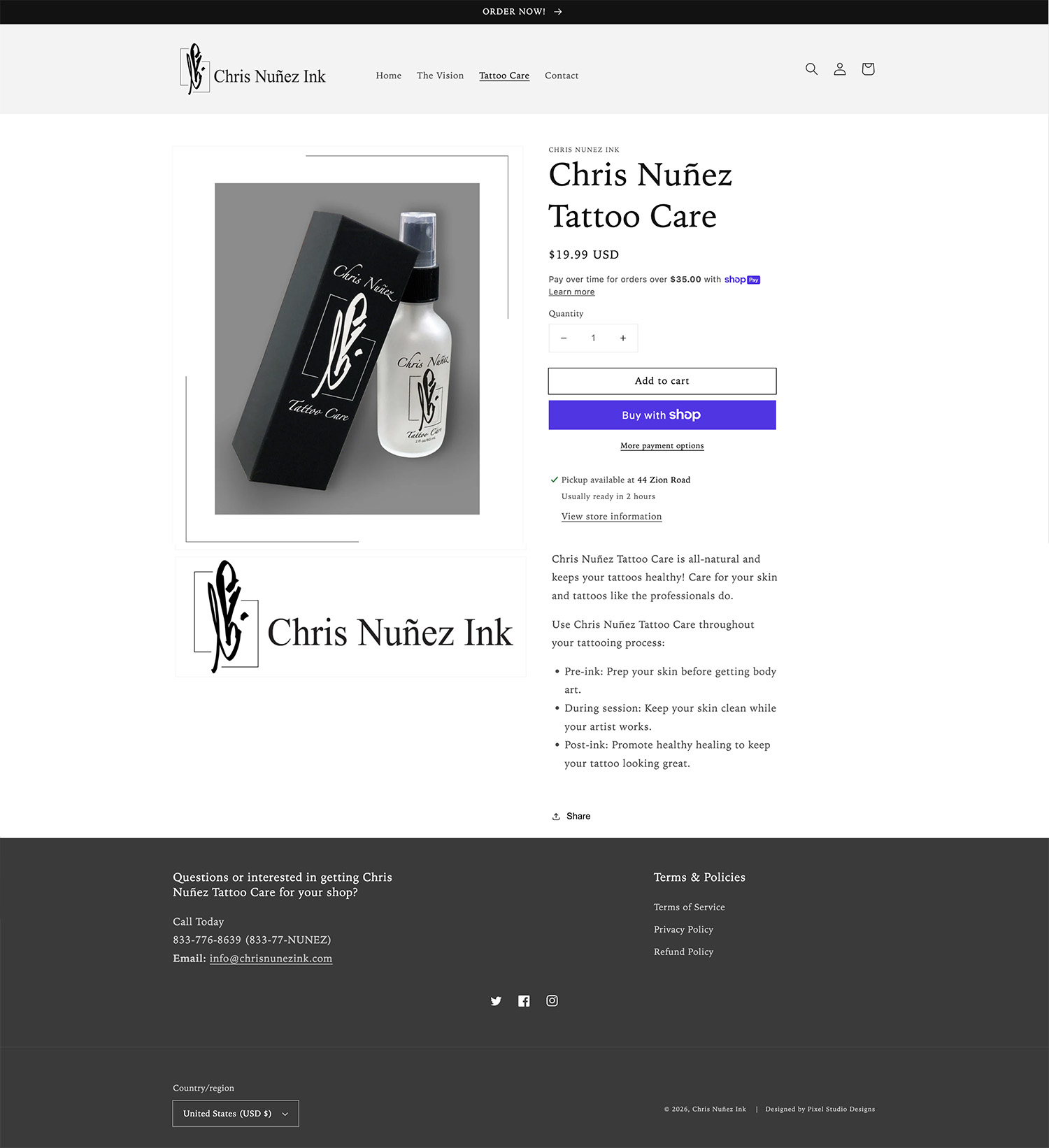 Full page preview of Chris Nunez product page