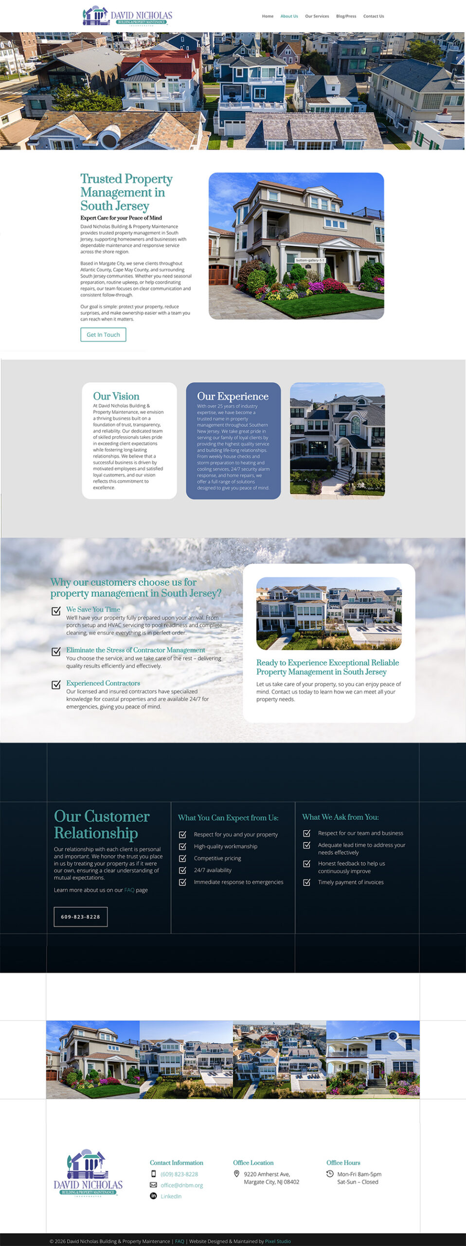 Full page preview of david nicholas property management about page
