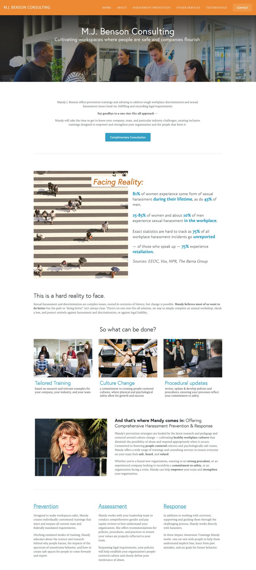Full page preview of MJ Benson Home page