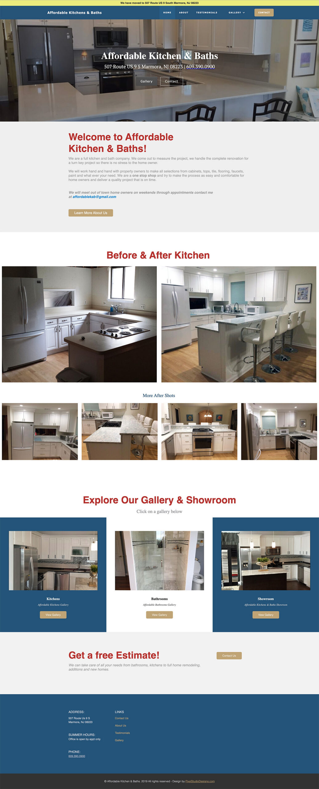 website for Affordable Kitchen and baths home page