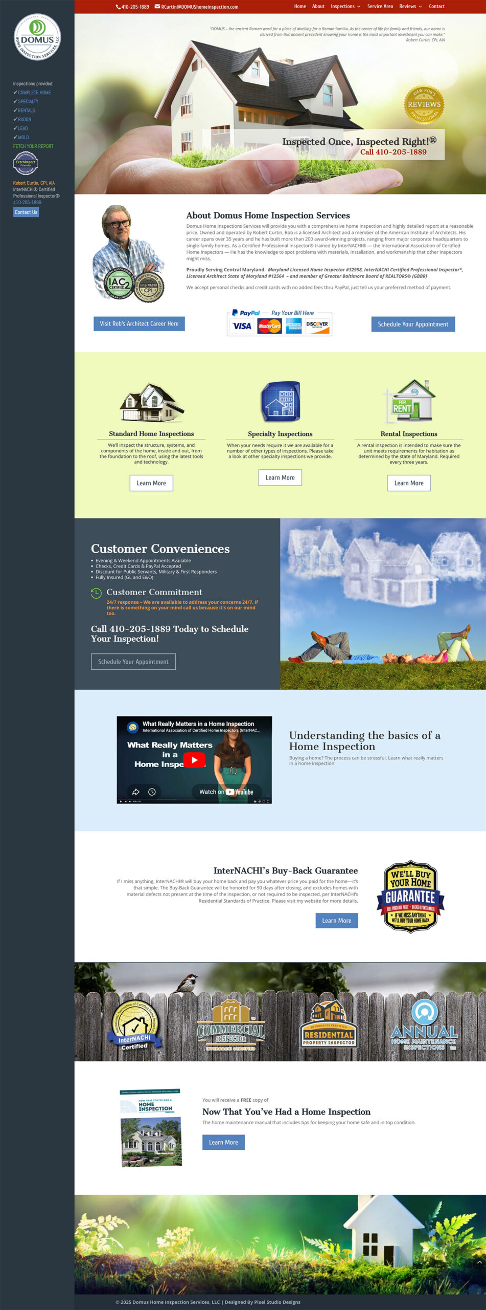 Full page preview of Domus Home page