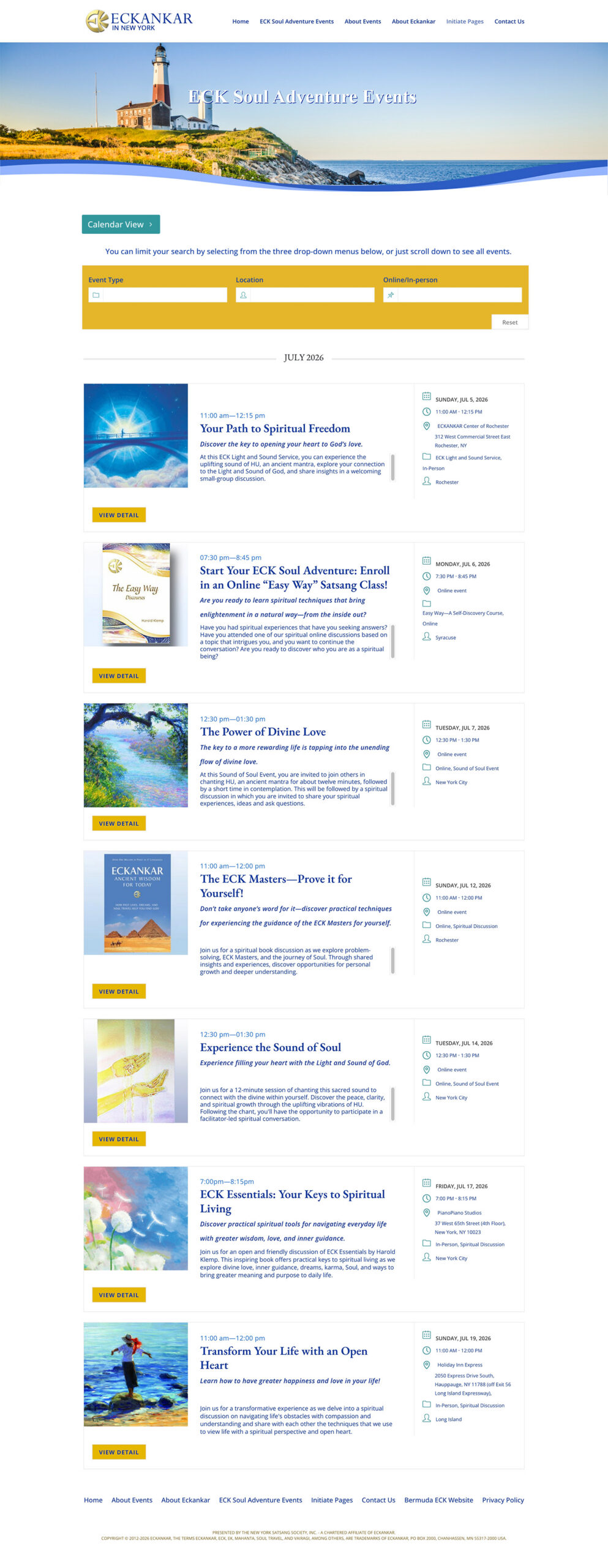 Full page preview of Eckankar events page
