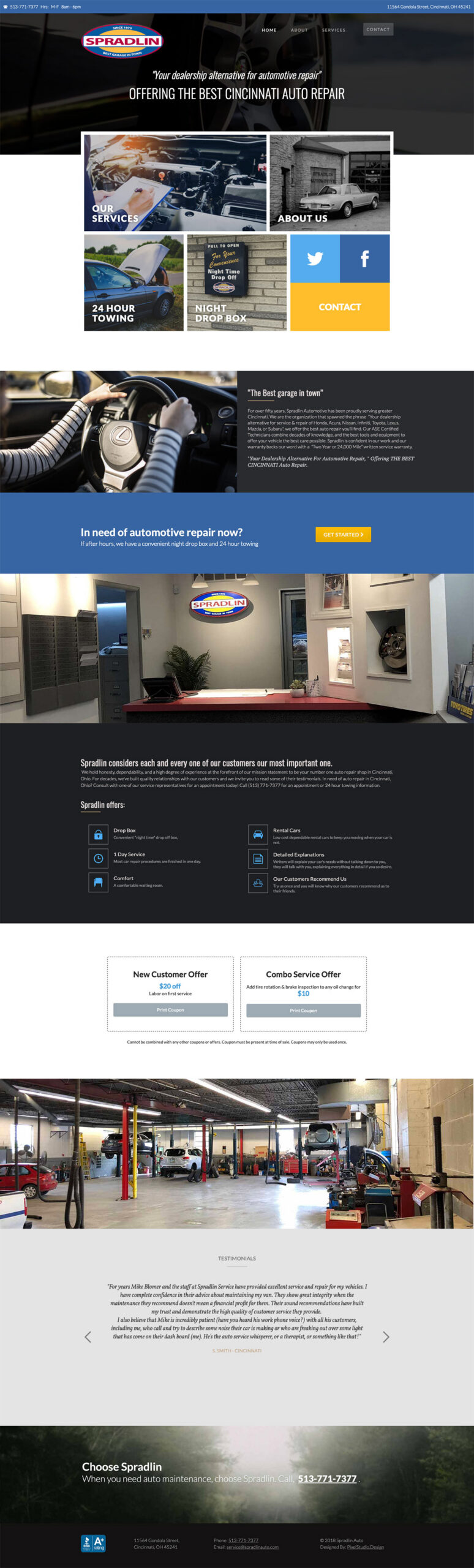 Full page preview of Spradlin Auto home page